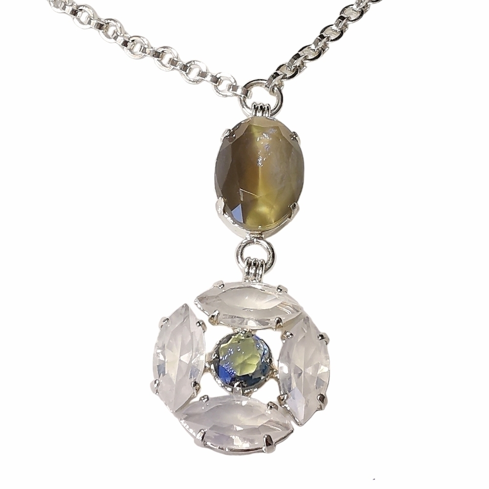 Opalite and tourmaline Swarovski Crystal pendant necklace 🆕